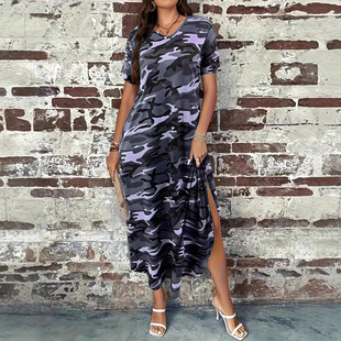 Large Sleeve Women Short Dress女迷彩连衣裙 Camouflage 5XL