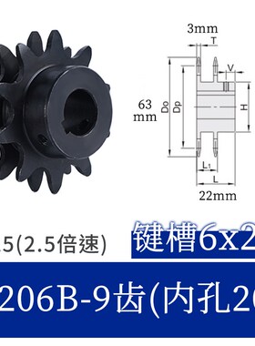 2.5倍速链轮BS25-C206BWESP3.4.5主动轮 C208AC210AC212A倍速链条