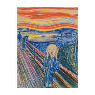 爱德华蒙克装饰画Edvard Munch尖叫呐喊版画画芯 打印画布画心