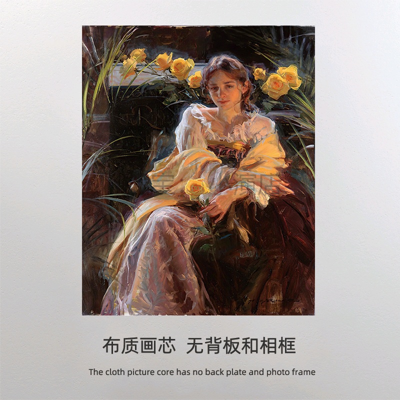 美式入户玄关装饰画法式复古人物艺术油画走廊挂画 打印画芯 画心