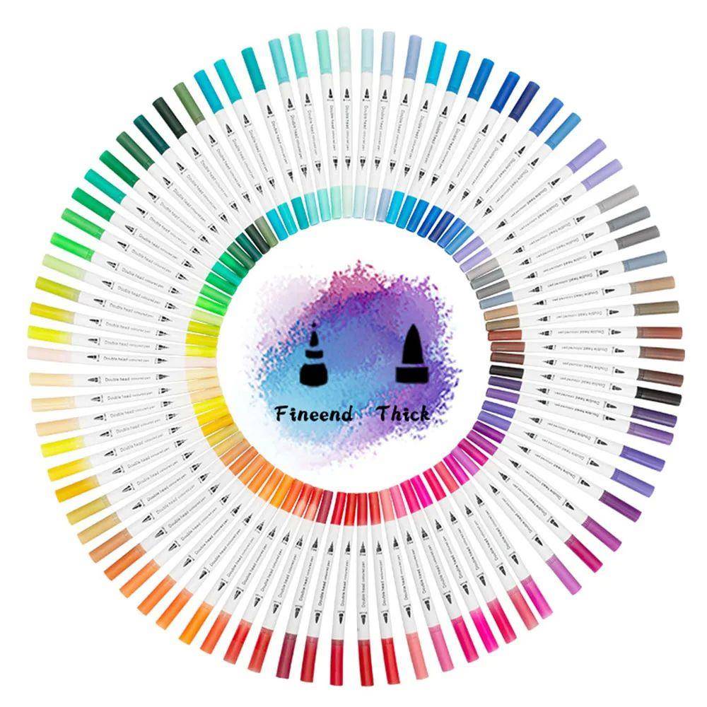 Dual Tip Brush Pen Fine Line Colored Marker Pens Washable Wa