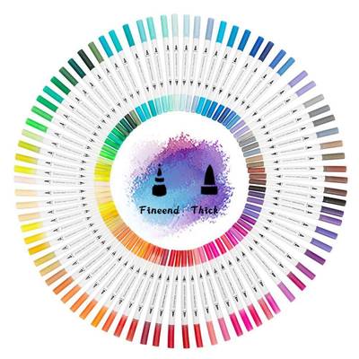 Dual Tip Brush Pen Fine Line Colored Marker Pens Washable Wa