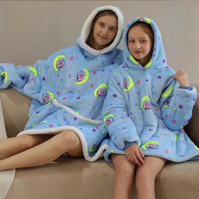 Sherpa Fleece Oversized Wearable Blanket Hoodie Adults Kids