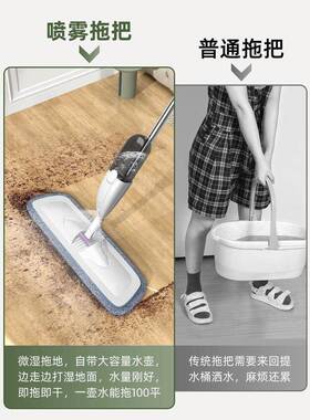 Mop floor spray mop with 2 microfiber pad brushes喷水拖把