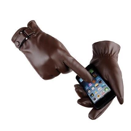 2018 winter glove pu leather phone screen touch men gloves