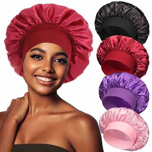 Satin Solid Wide-brimmed Sleeping Hat Night Sleep Bonnet帽子
