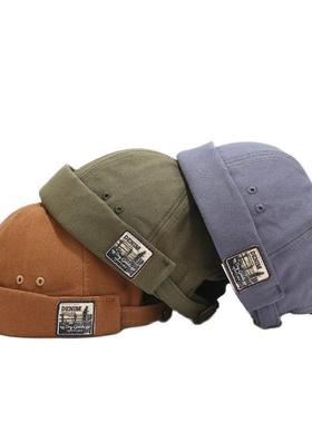 Vintage Docker Cap Brimless Hat Breathable Beanie Hats Cotto