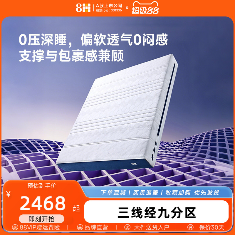 【重磅新品】8H 独立袋弹簧床垫TPE透气0压软硬适中榻榻米垫子图片