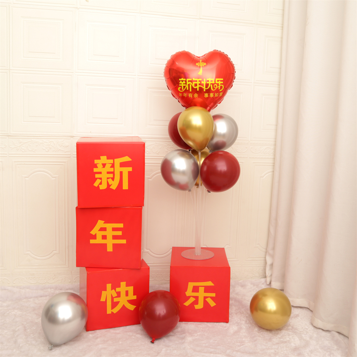 新年春节年会开门红kt板堆头盒子