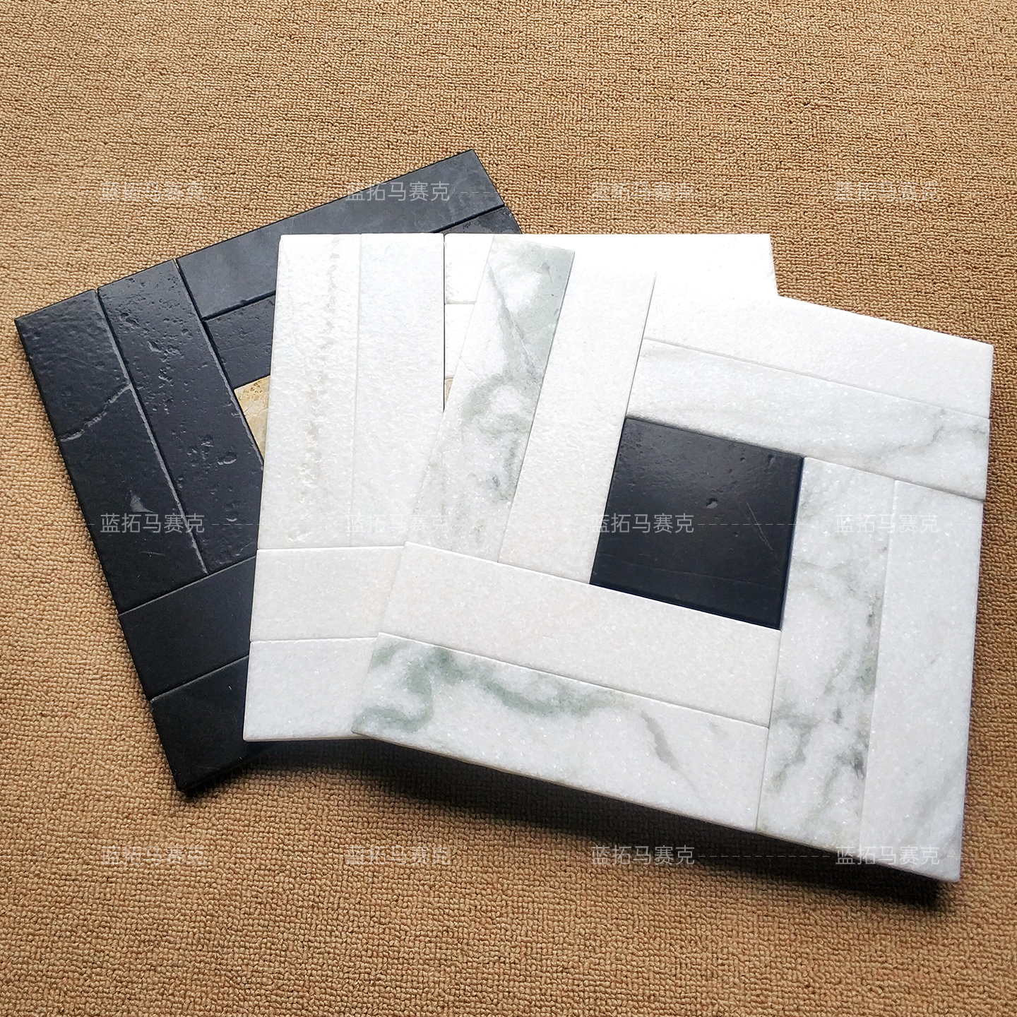 蓝拓马赛克高级感几何拼贴瓷砖黑白简约百搭复古小众装饰砖