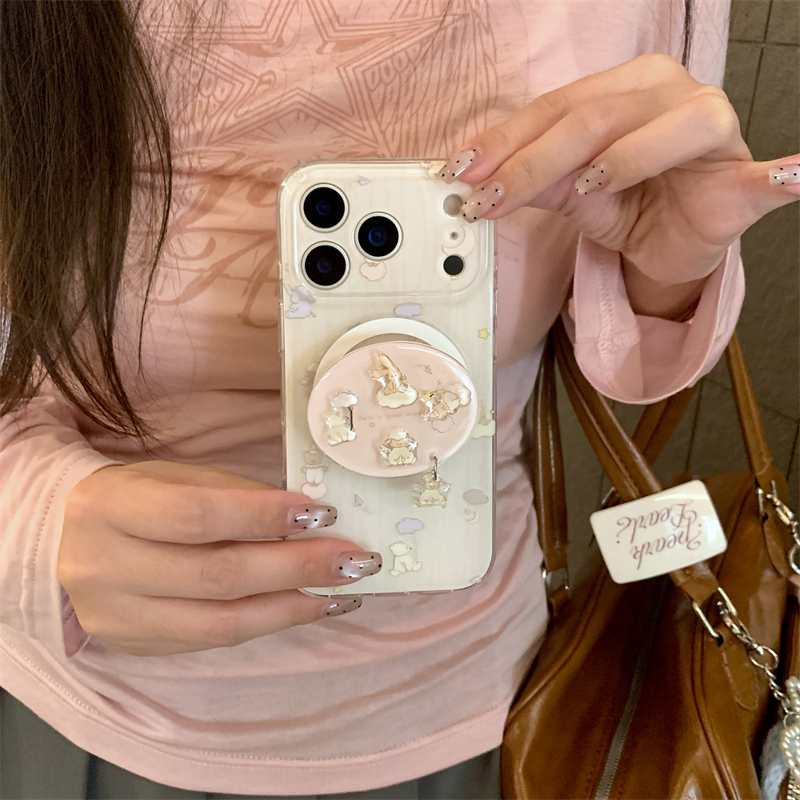 韩国ins小众可爱立体兔子小绵羊磁吸支架苹果13手机壳16pro新款iphone17promax少女心15创意双层14p软边适用