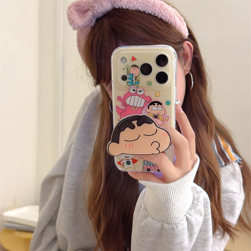 日韩ins卡通可爱动漫恐龙苹果13带支架手机壳16pro新款iphone17promax女款15创意全包双层硬壳14p保护套适用