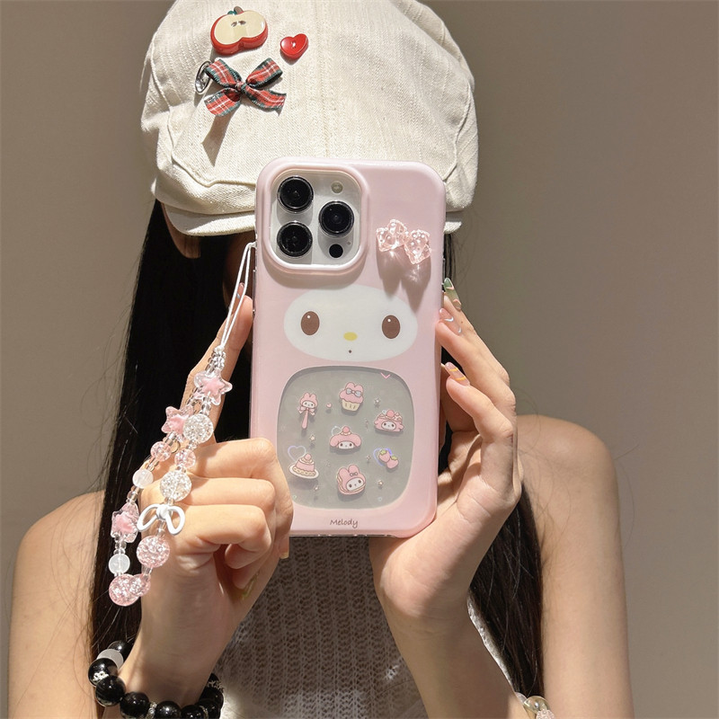 韩系ins少女心可爱镂空甜品美乐蒂苹果15蝴蝶结手机壳16promax新款iphone13创意双层带链条全包14p手机套适用,3C数码配件,手机保护套/壳,淘宝优惠券,粉丝福利购,淘宝优惠卷