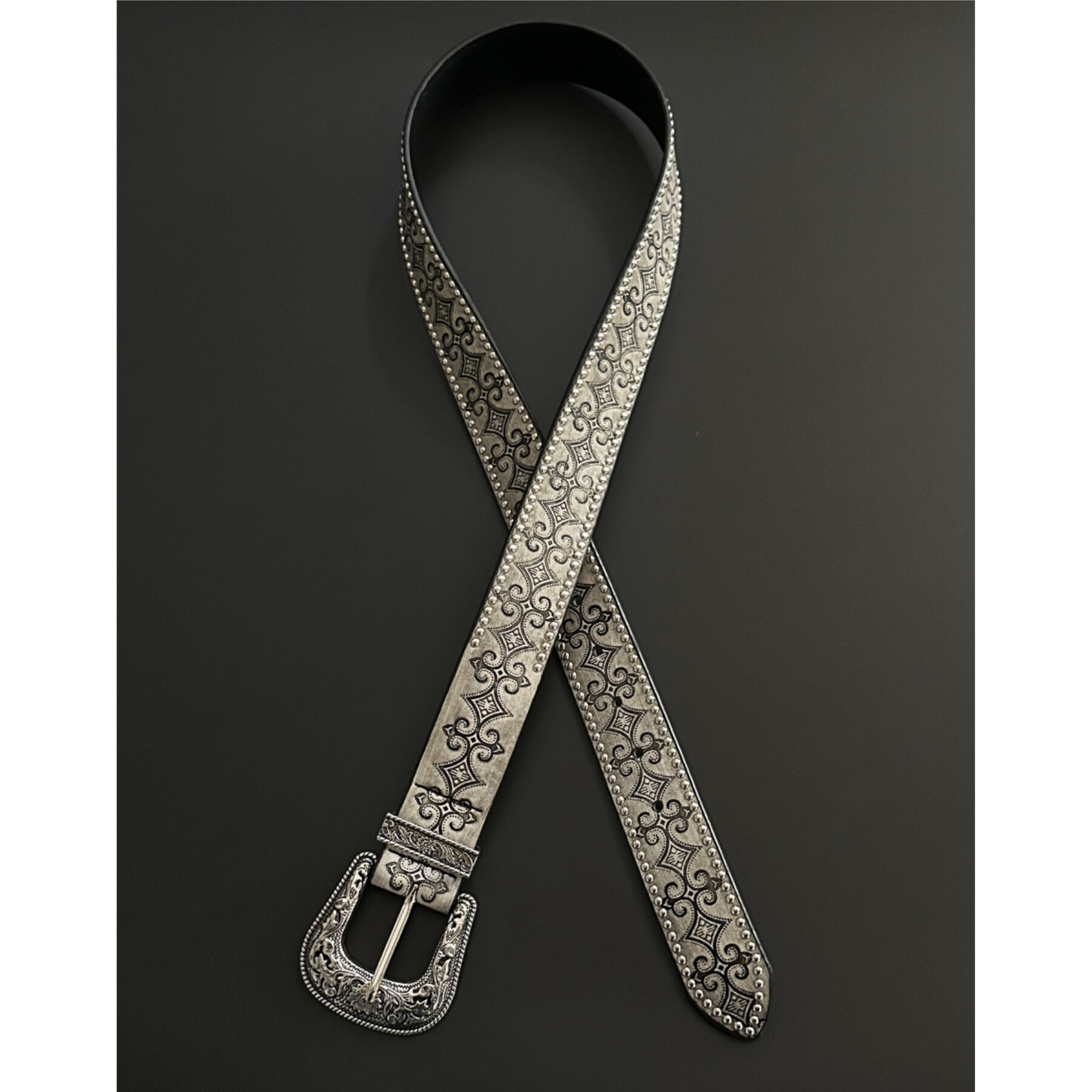 ironworks花纹铆钉皮带中古纹理质感vibe风皮带男女同款穿搭配饰