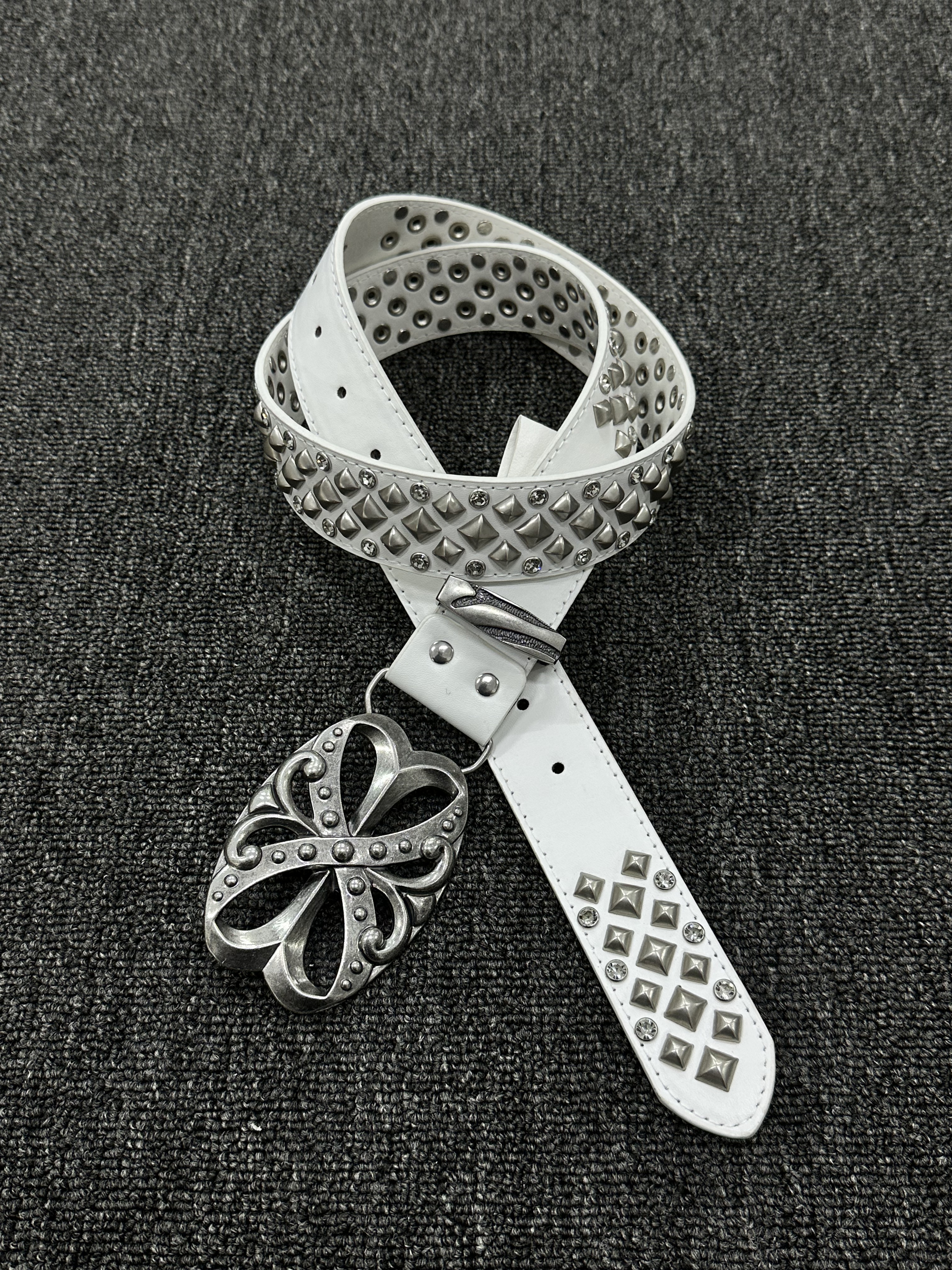 ironworks设计感金属铆钉cross银花腰带秀场穿搭单品朋克中古皮带