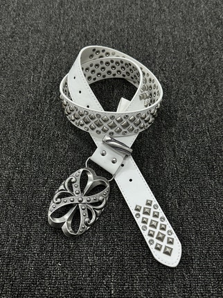 ironworks设计感金属铆钉cross银花腰带秀场穿搭单品朋克中古皮带