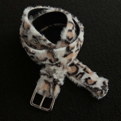 ironworks三花毛绒豹纹腰带