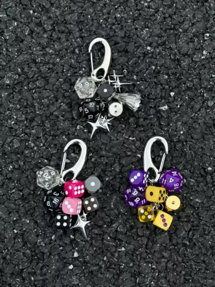 Colorful Multi-Element Dice String Original Handmade Bag Pendant Couple Gift Keychain Textured Waist Hanging Accessory