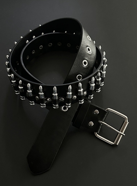 ironworks黑色皮带金属子弹设计感时尚秀场腰带男女小众穿搭单品