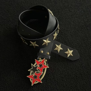ironworks古铜拼色星星重工腰带vintage复古铆钉皮带小众质感配饰