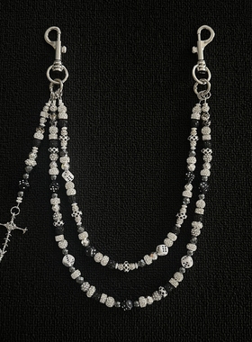 ironworks闪钻熊猫配色裤链骰子金属弹簧扣镶钻质感链条穿搭配饰