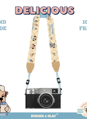 BAO0143 BURGER and OLAF  冰淇淋店 单反拍立得相机背带 卡其色