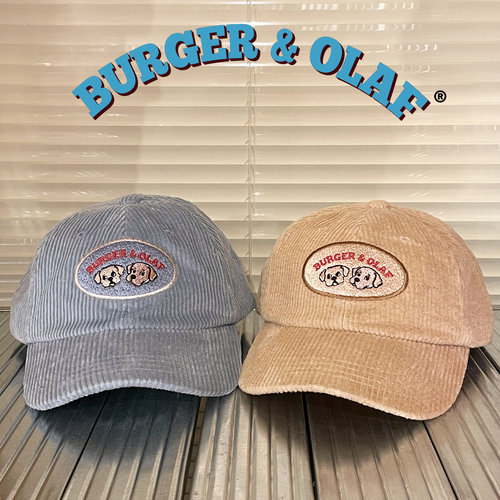 BAO0048 BURGER AND OLAF 美式复古商标 刺绣 灯芯绒 棒球帽
