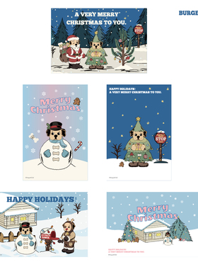 BOPC-001 BURGER&OLAF 圣诞限定圣诞树小狗 雪人 拉布拉多 明信片