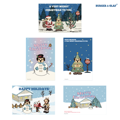 BOPC-001 BURGER&OLAF 圣诞限定圣诞树小狗 雪人 拉布拉多 明信片