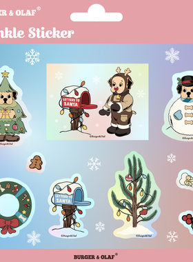 BOST-003 BURGER&OLAF  圣诞树小狗 雪人 拉布拉多 镭射 贴纸