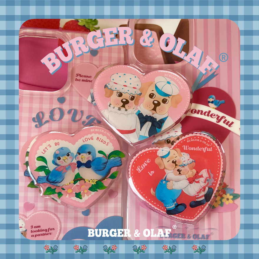 bao0060 burger and olaf 情侣小狗love系列 爱心气囊手机支架