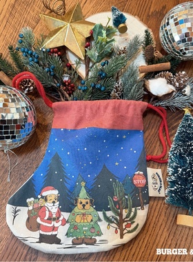 BOPO-003 BURGER&OLAF 拉布拉多圣诞袜造型双面数码印 纯棉束口袋