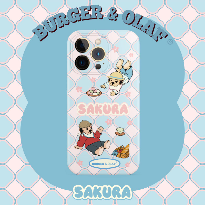 BAO0126 BURGER AND OLAF 樱花季和果子 复古花纹  iPhone 手机壳