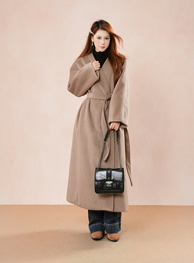 【晚秋电影】法式高级气质长款大衣秋冬新款宽松简约时尚百搭外套
