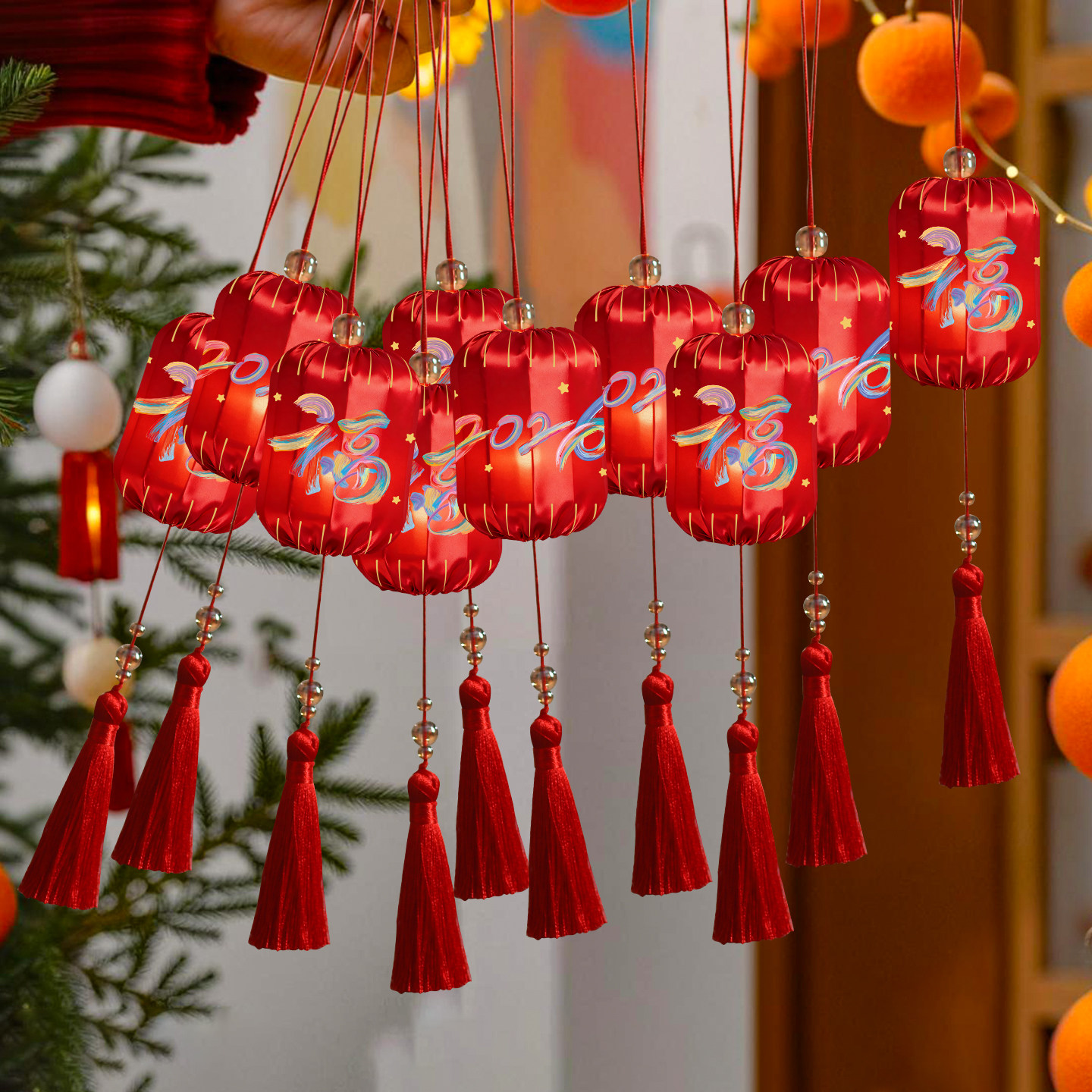 马年过年装饰福字红灯笼2026新款元旦新年小挂件春节场景布置挂饰