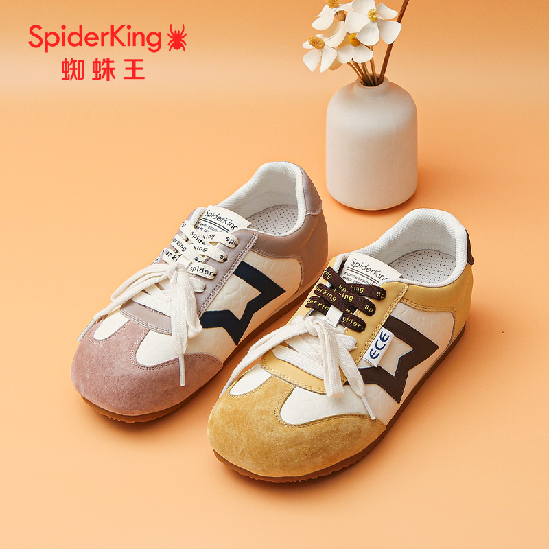 SPIDER KING/蜘蛛王正品女德训鞋2025秋新款真皮运动拼色潮流平底