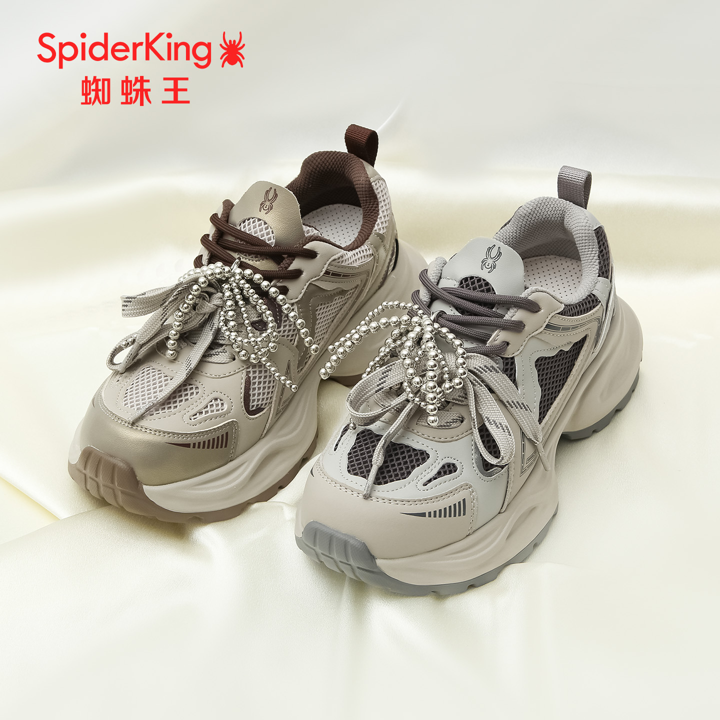 蜘蛛王网面女老爹鞋秋季新款
