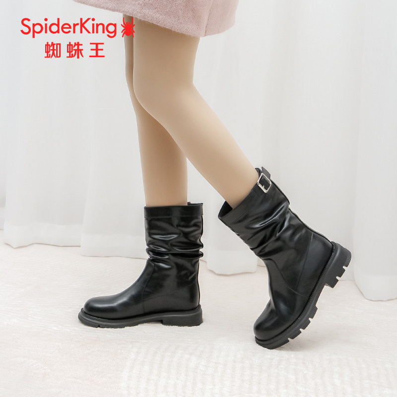 蜘蛛王加绒中筒靴冬季新款