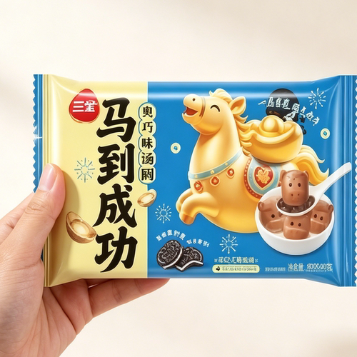 三全马到成功黑芝麻汤圆奥巧味汤圆卡通儿童生肖汤圆速食半成品