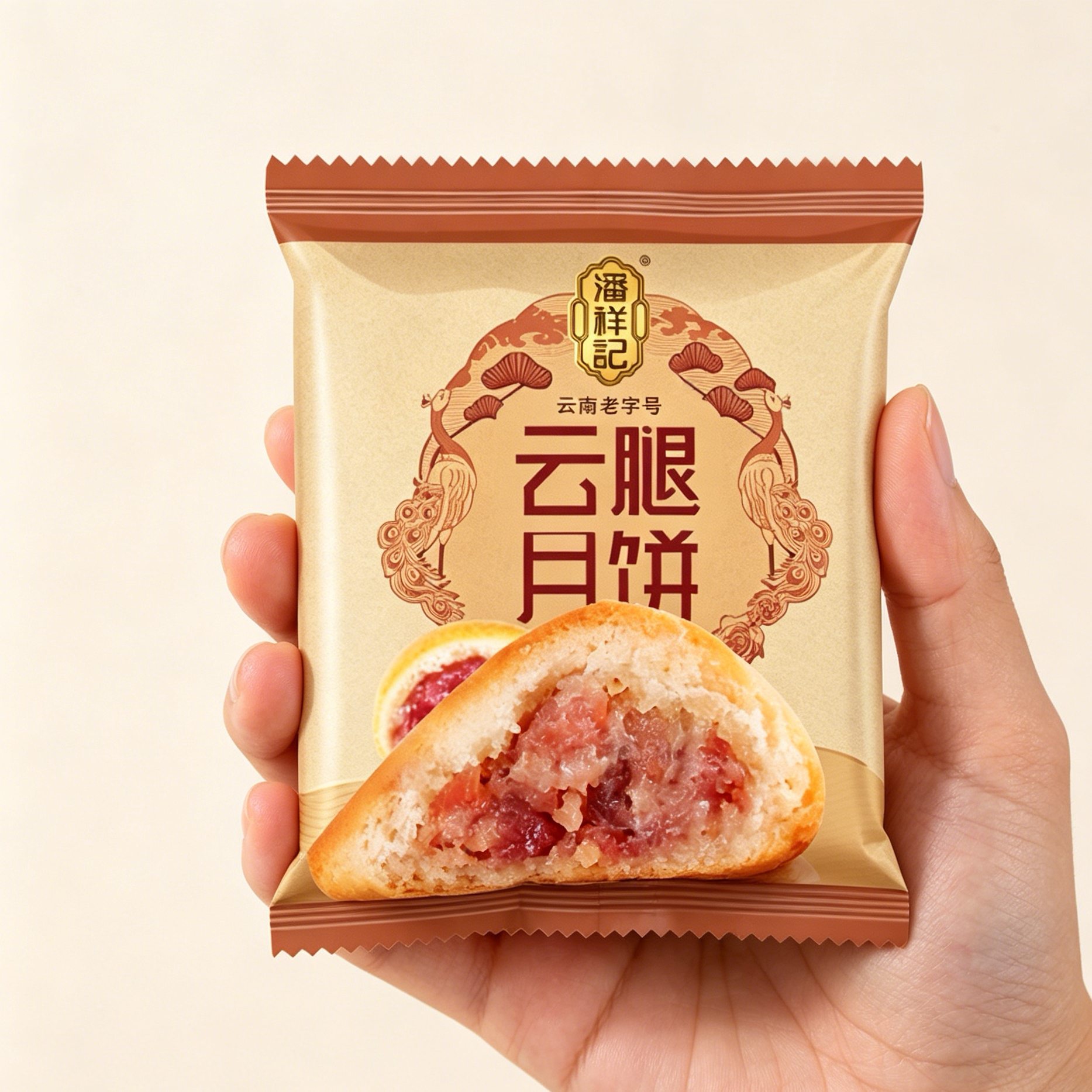潘祥记鲜花云腿月饼火腿小饼多口味云腿月饼鲜花饼酥皮传统糕点