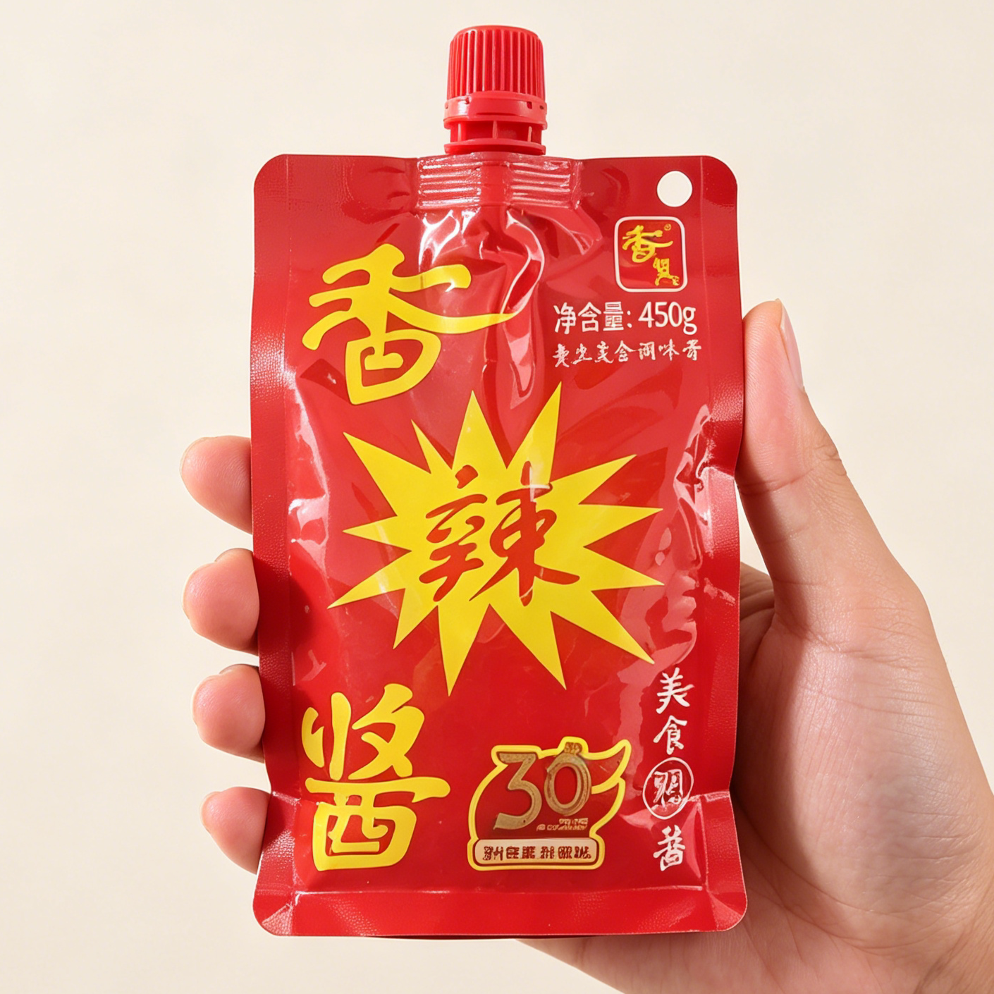 香其香辣酱450g大袋香辣酱自立袋商用黄豆酱东北酱农家酱拌面酱