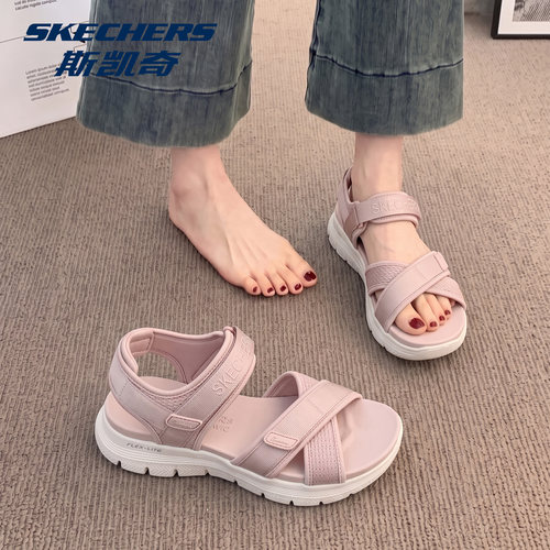Skechers斯凯奇女鞋复古休闲鞋露趾凉鞋舒适透气户外涉水沙滩鞋