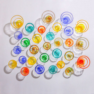 彩点手工清酒杯茶杯家用进口玻璃小酒盅白酒烧酒杯一口杯单杯品杯