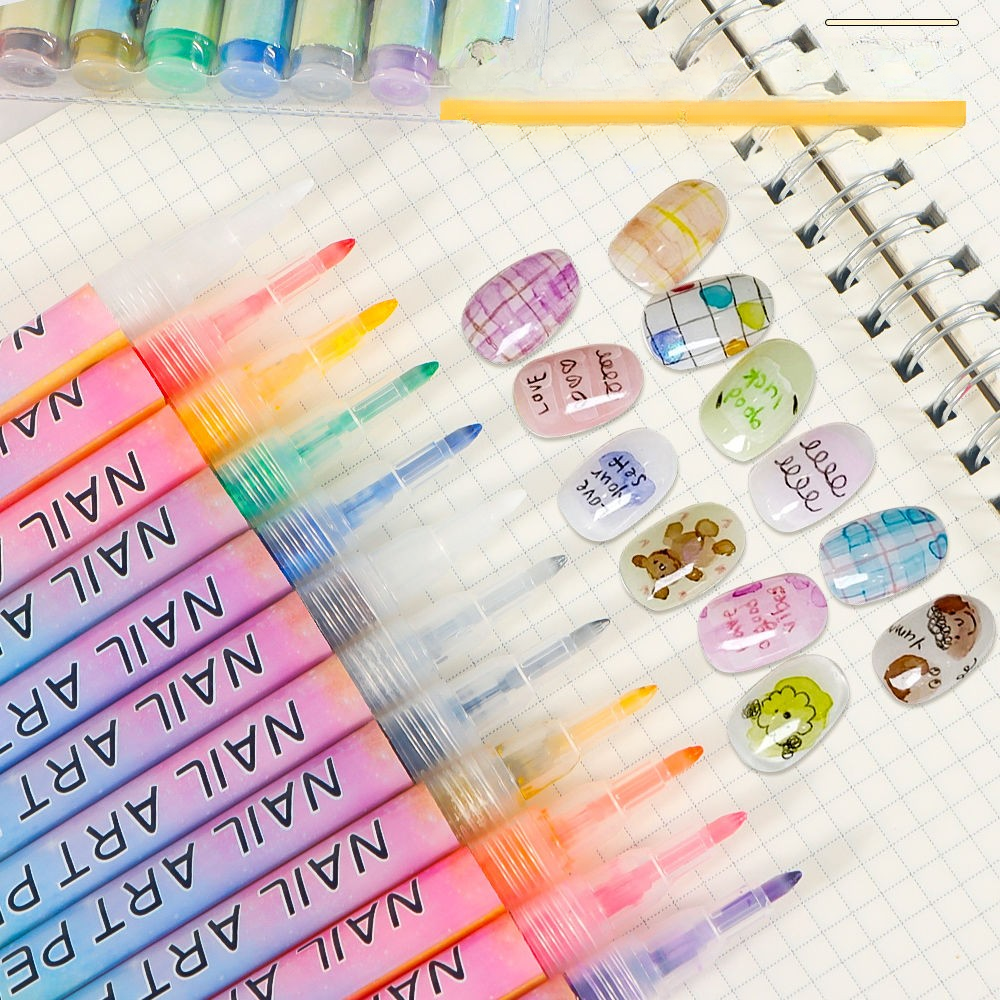 涂鸦美甲笔彩绘笔diy手绘丙烯指甲免照灯绘画笔美甲勾线笔马克笔