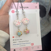 原创铃铛猫爪KT手机绳可爱少女心甜美卡通手机链挂件闺蜜礼物