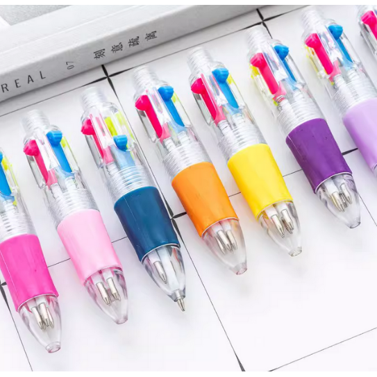 迷你四色圆珠笔可套卡通萌物头