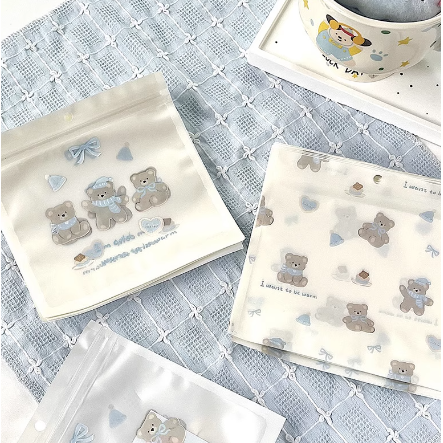 小熊自封袋透明密封盲盒袋饰品打包收纳包装