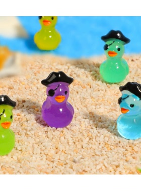 创意立体树脂法海盗夜光鸭摆件 DIY配件创意卡通造型特色鸭子