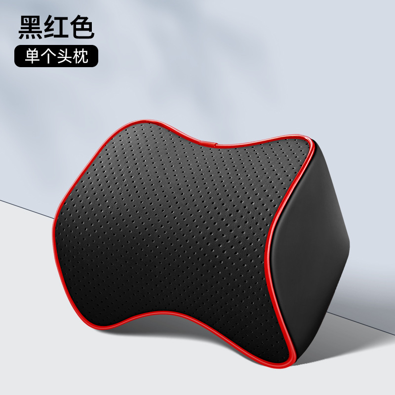 新款汽车记忆棉头枕车载腰垫四季腰靠透气座椅垫皮革靠背垫纳帕皮