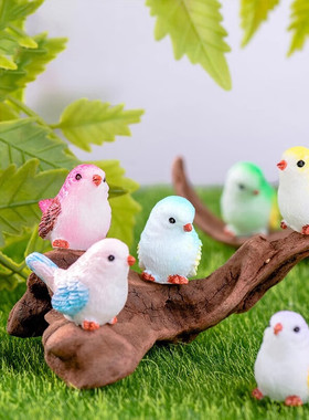 微缩迷你场景摆件小号可爱小鸟树脂公仔模型微景观玩具仿真小动物